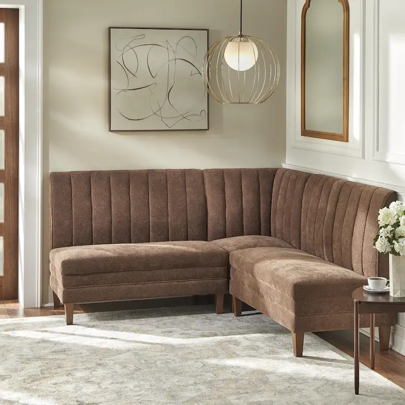 Lifestorey Kerrington 3-Piece Channel Back Upholstered Banquette Set
