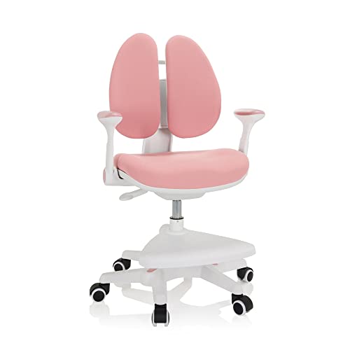 HJH Office 736415 Sedia per bambini KID WING Tessuto Rosa, Pratico poggiapiedi regolabile in altezza, girevole : Casa e cucina