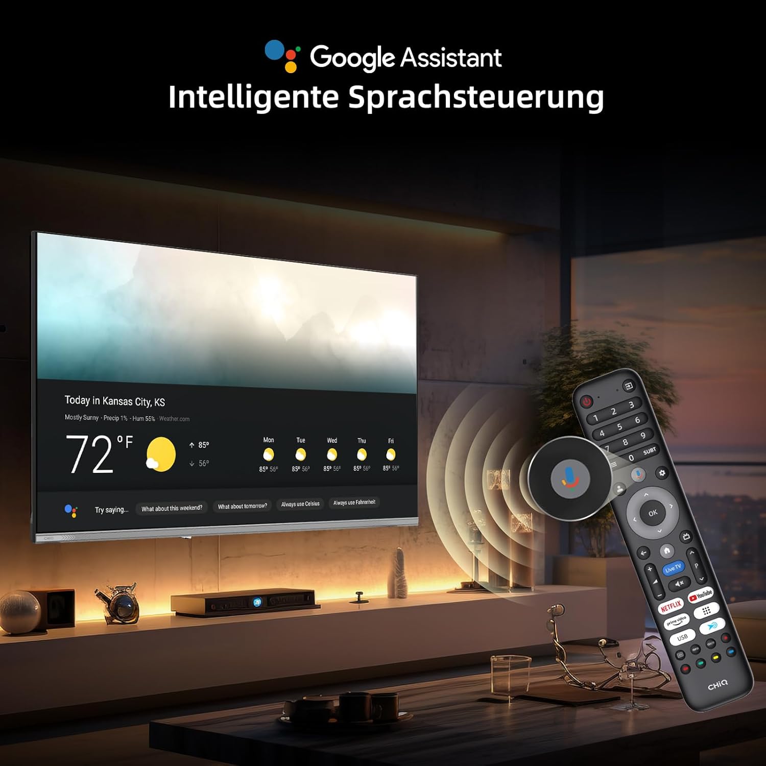 CHIQ L40QST 40 Zoll (101cm) QLED Pro Smart Google TV - Rahmenloses Metall-Design, 90% DCI-P3, HDR10, Dolby Audio, FHD, Sprachsteuerung