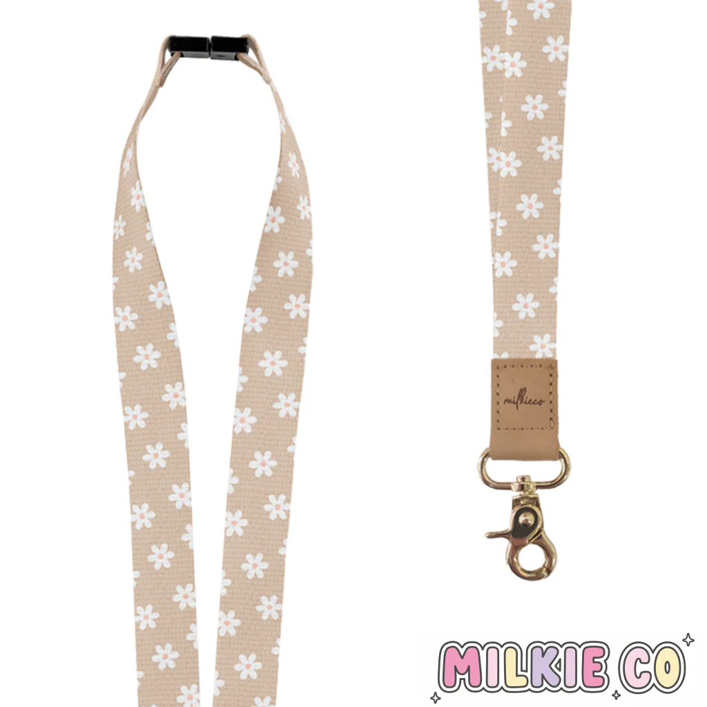 Beige Bloom Fabric Lanyard