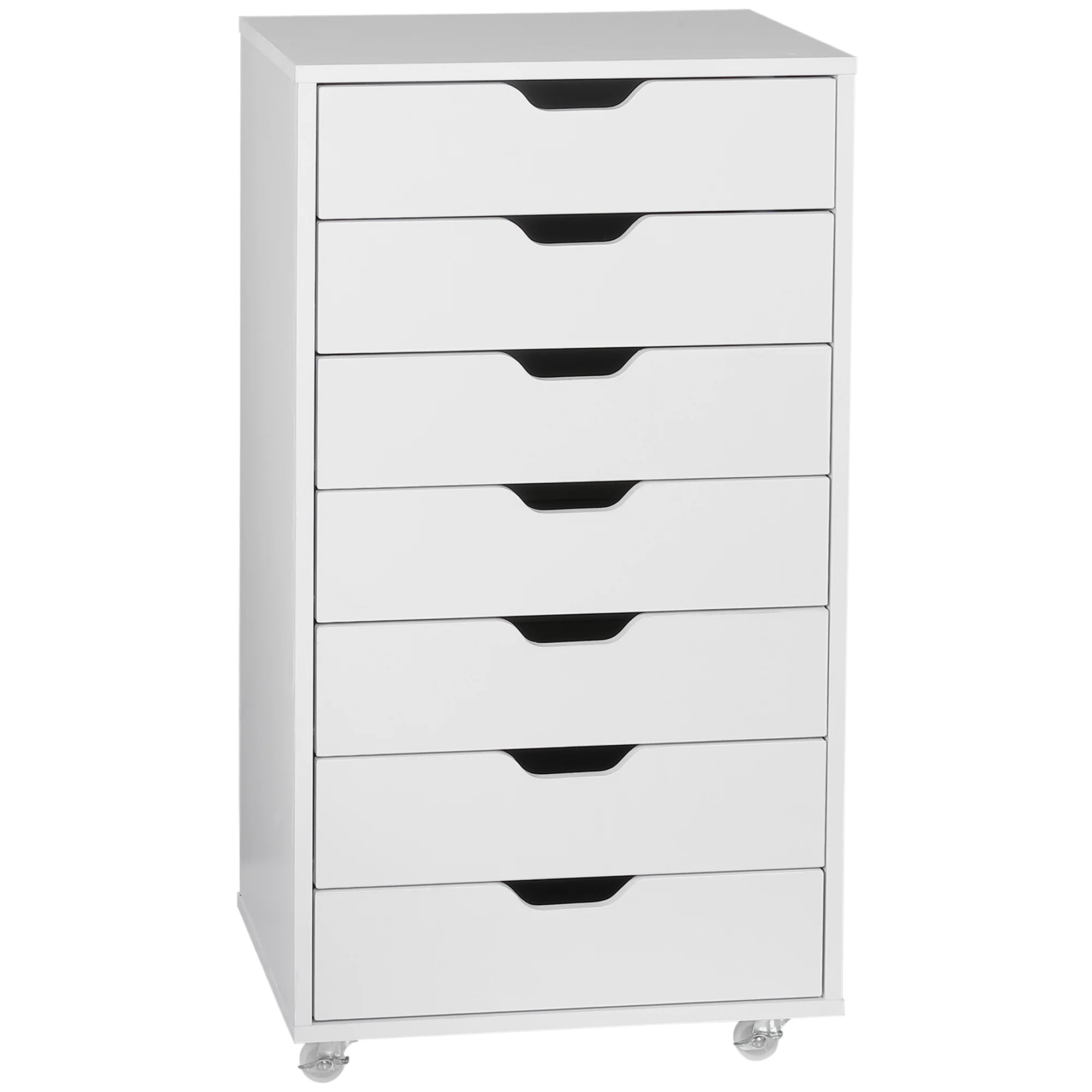 Verticale Archiefkast met 7 Lades, Mobiele Kantoorkast op Wieltjes voor Studie of Kantoor, Wit