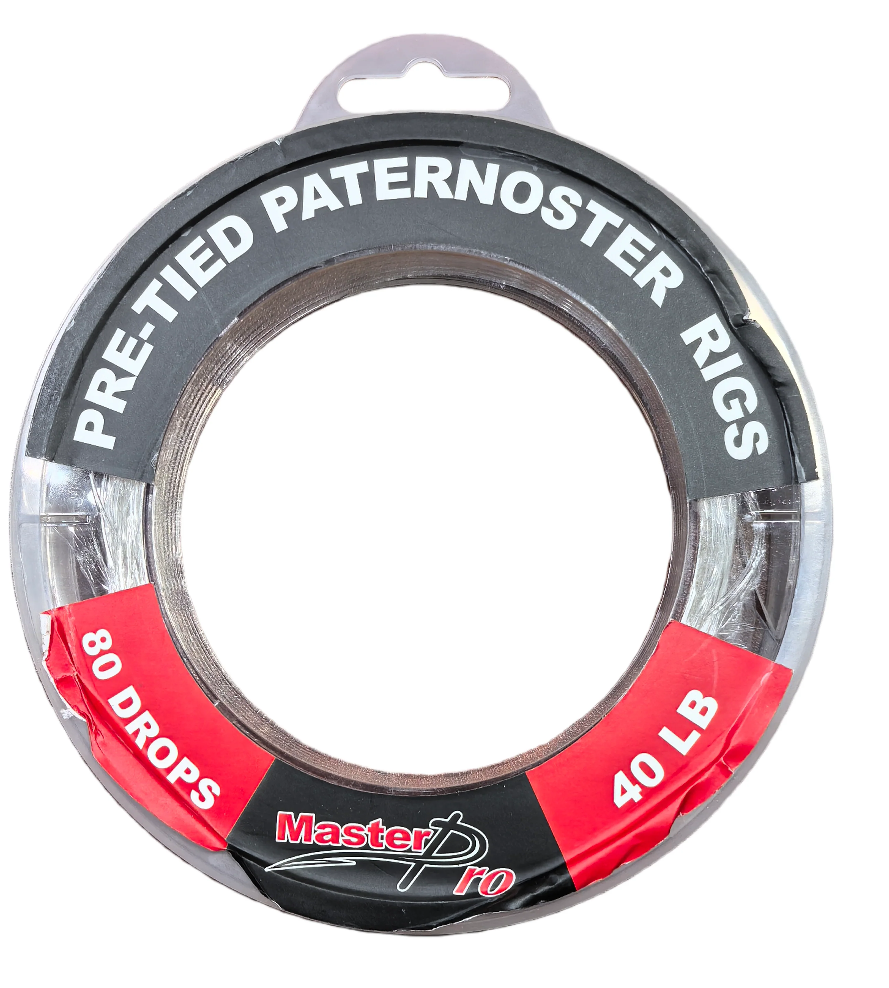 MASTERPRO 40LB Pre-Tied Paternoster Fishing Rigs �?20 Rigs per Spool, 80 Drops With $10 Hooks FREE!