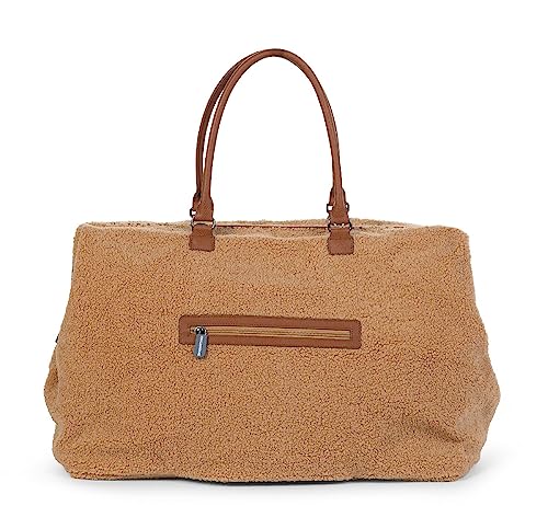 CHILDHOME, Mommy Bag, Borsa per il cambio, Maternità, Borsa da viaggio, Grande capacità, Fasciatoio, Tracolla regolabile, Compartimenti, Tasca isolata, Passaggio valigia, Teddy beige : Prima infanzia