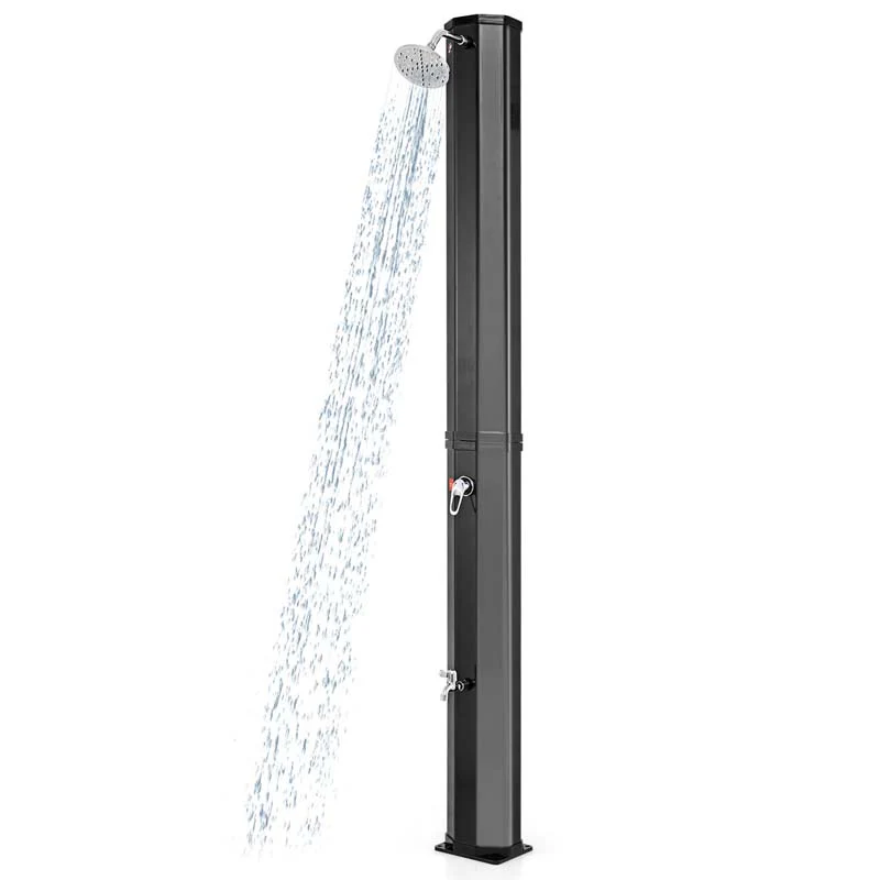 7.5 FT 15.9 Gallon Solar Heated Outdoor Shower with Shower Head & Foot Shower Tap, Freestanding Outside Shower for Backyard Poolside Beach