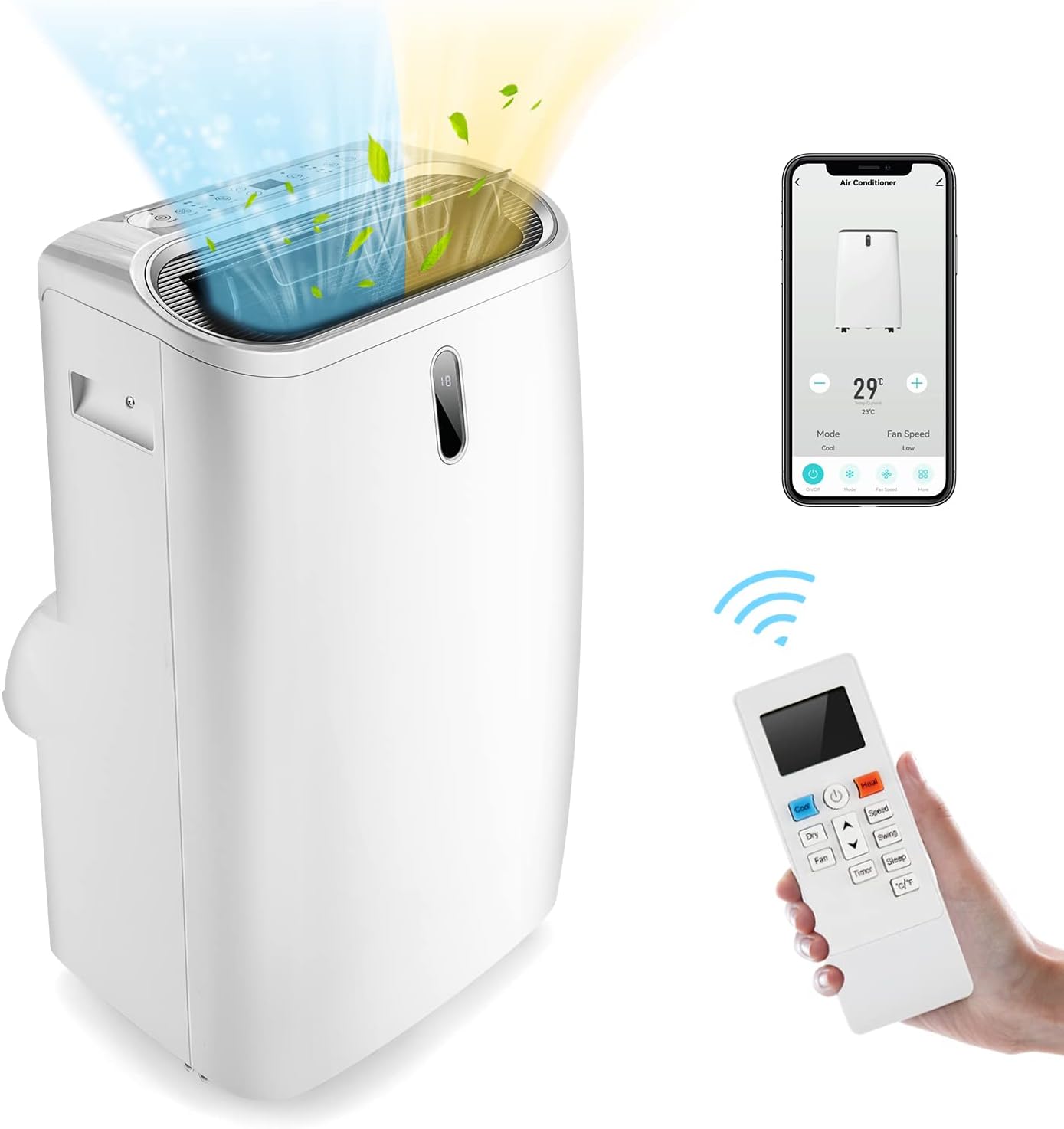 GOPLUS 16000 BTU Klimaanlage mit Abluftschlauch, 5 in 1 mobiles Klimagerät: Kühlen, Heizen, Entfeuchten, Belüften, Schlafmodus | für Raumgröße bis 30㎡ | 24H-Timer | App/Fernbedienung (16000 BTU)