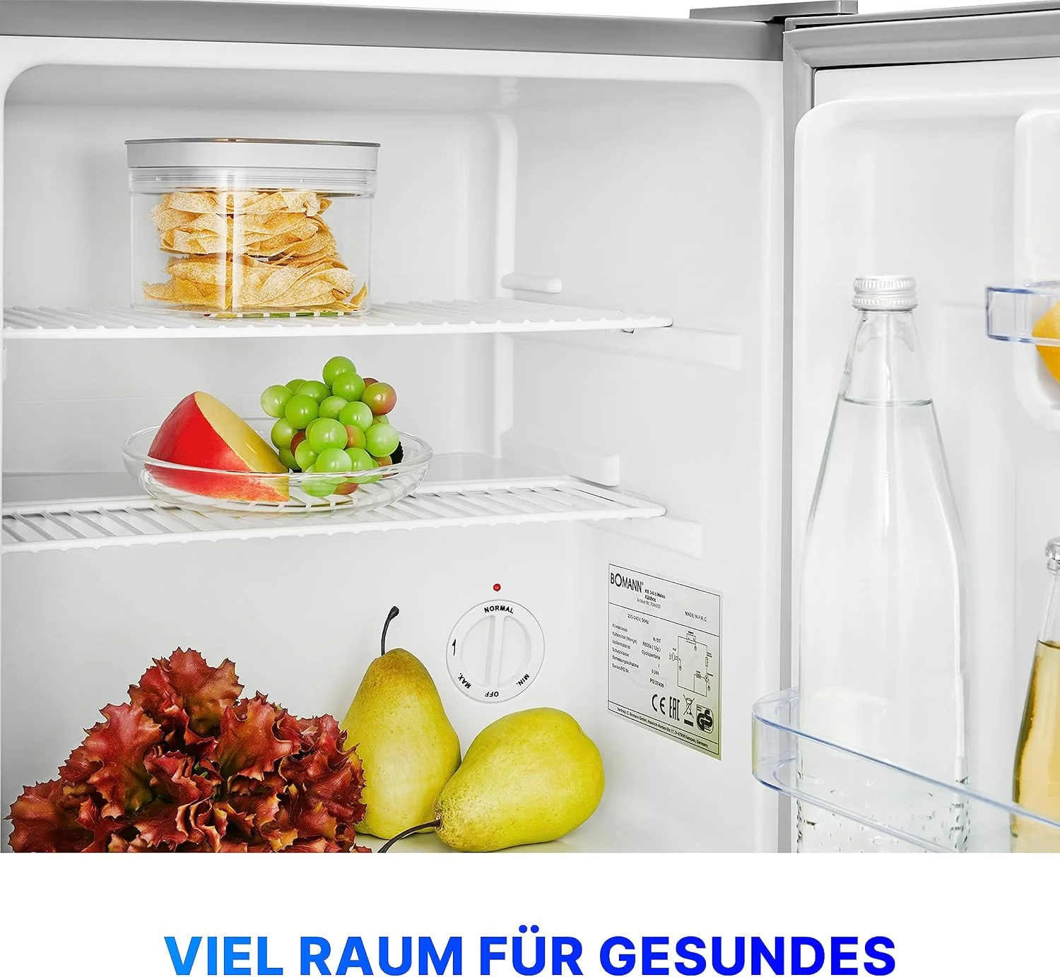 Bomann® minihűtő 42 literes | Kisméretű italhűtő irodába, kempingezéshez és gaminghez | Halk mini hűtőszekrény 39 dB | Minibár cserélhető ajtónyitási iránnyal | 51x45x45 cm | KB 7346 inox
