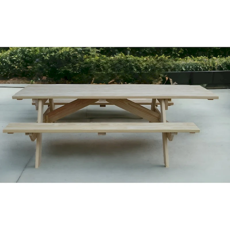 HomeRoots 94 Natural Solid Wood Outdoor Picnic Table