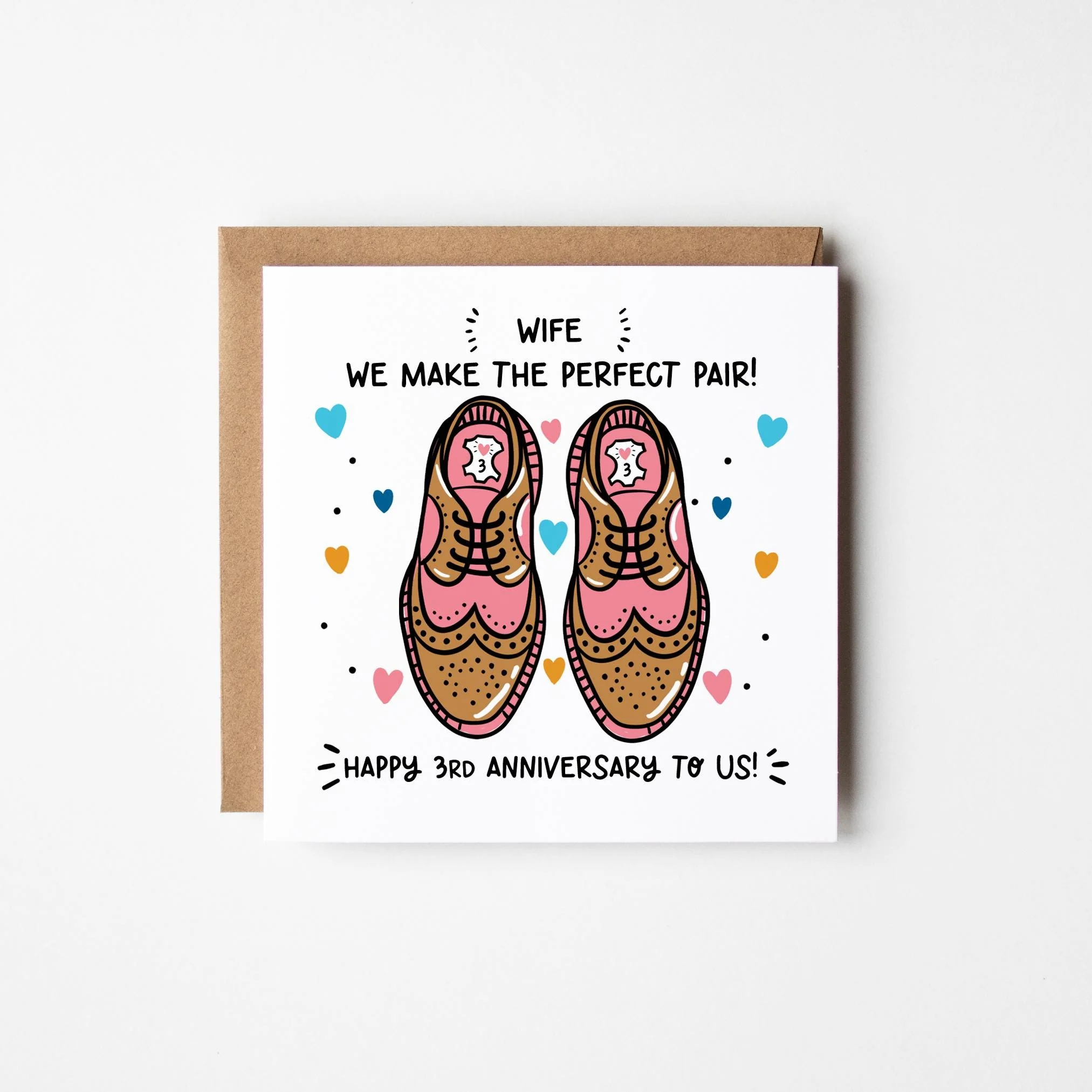 Wife 3rd Anniversary Card ? Personalised Happy 3rd Anniversary Wife Card ? 3rd Anniversary Card For Her ? Leather Anniversary