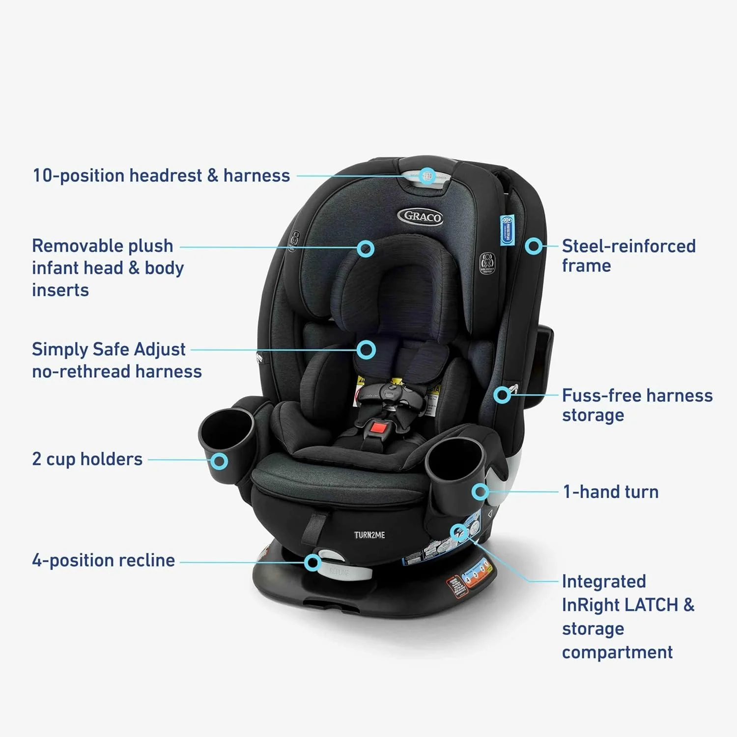 Graco Turn2Me 3-in-1 rotating child car seat, Cambridge