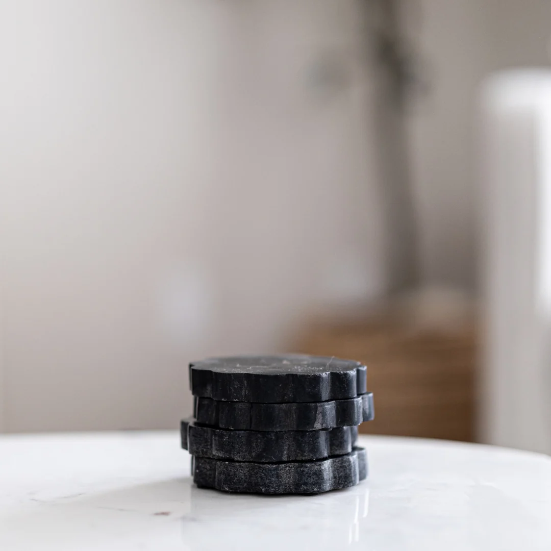 Black Marble Scalloped Coasters