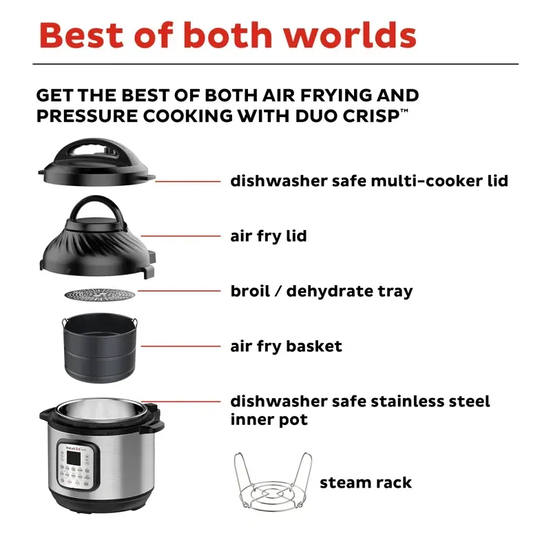 Instant Pot Duo Crisp 11 in 1 Air Fryer & Pressure Cooker, 8 Qt, Stainless Steel