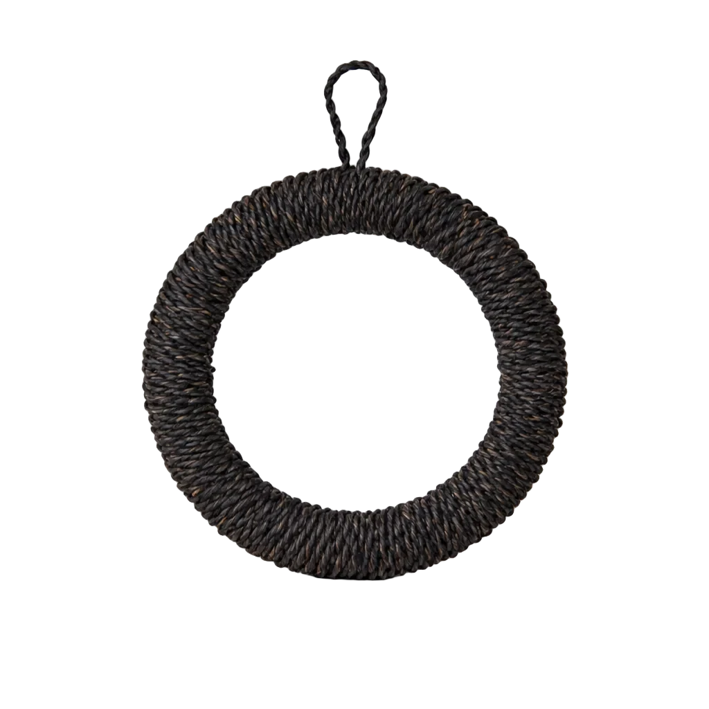 Round Black Hand-Woven Abaca Rope Trivet