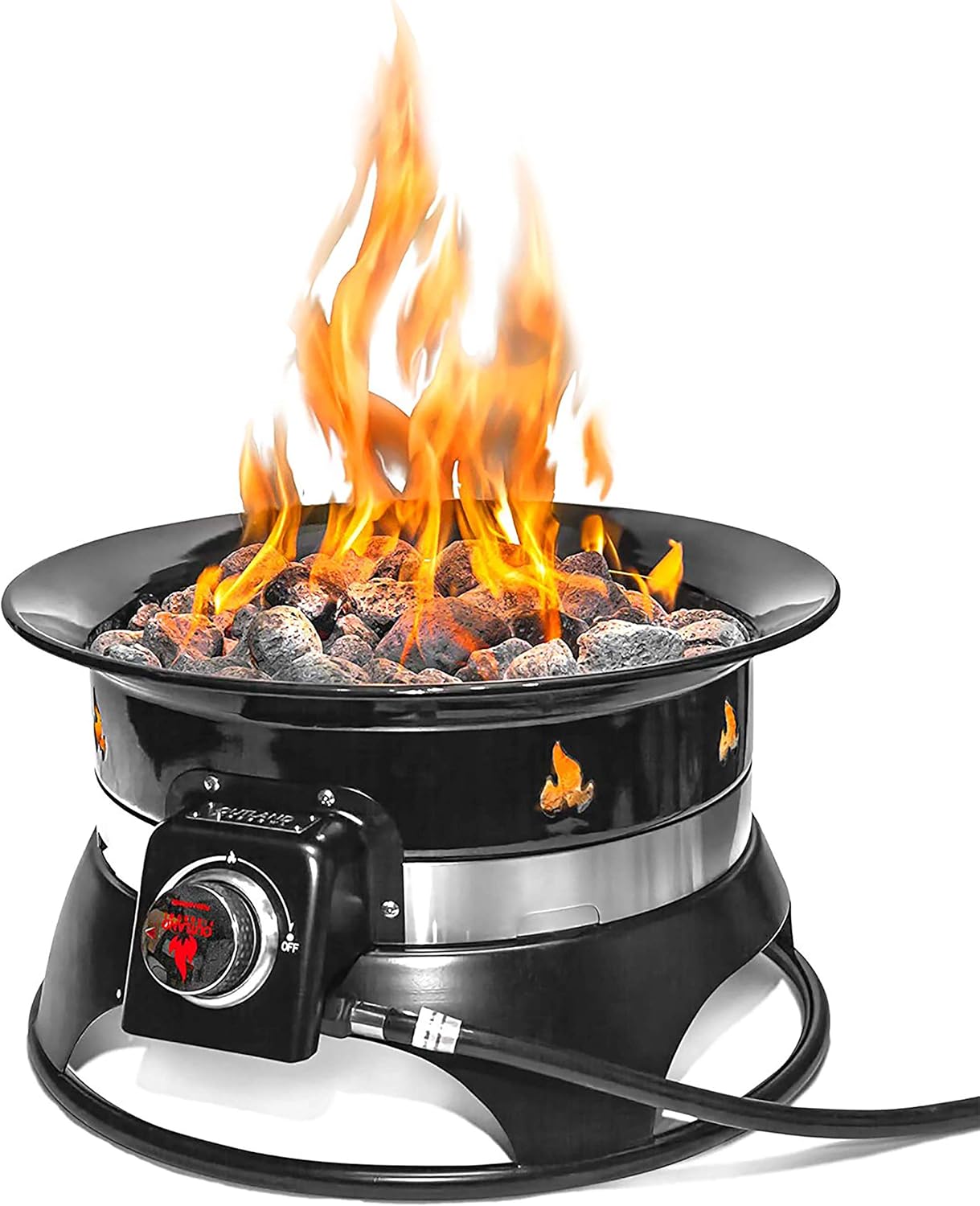 Outland Living Firebowl 870 Premium 19” Auto-Ignition Smokeless Propane Fire Pit – Outdoor Gas Fire Pit with Cover & Carry Kit, 58,000 BTU, Black