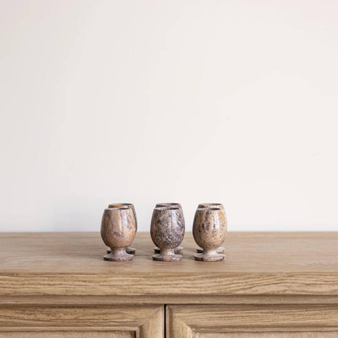 Brown Soapstone Shot Glasses Set