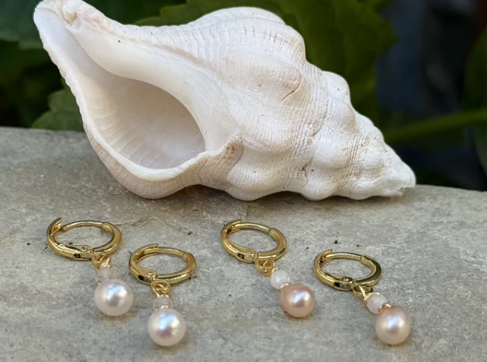 Pearl Huggie Earrings