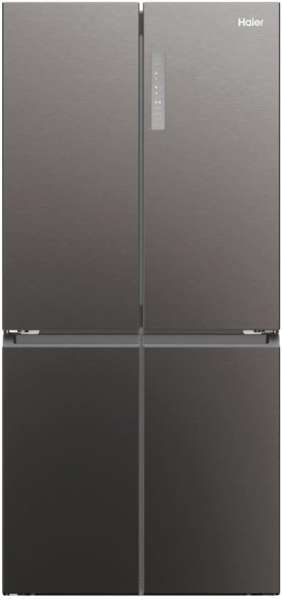 Haier Cube 83 Serie 3, Frigorifero Americano, 4 Porte, 467 Litri, Total No Frost, Air Surround Fresher Tech, Libera Installazione, Classe E, (AxLxP) 181,5x83,3x65 cm, Dark Inox- HCR3818ENMD