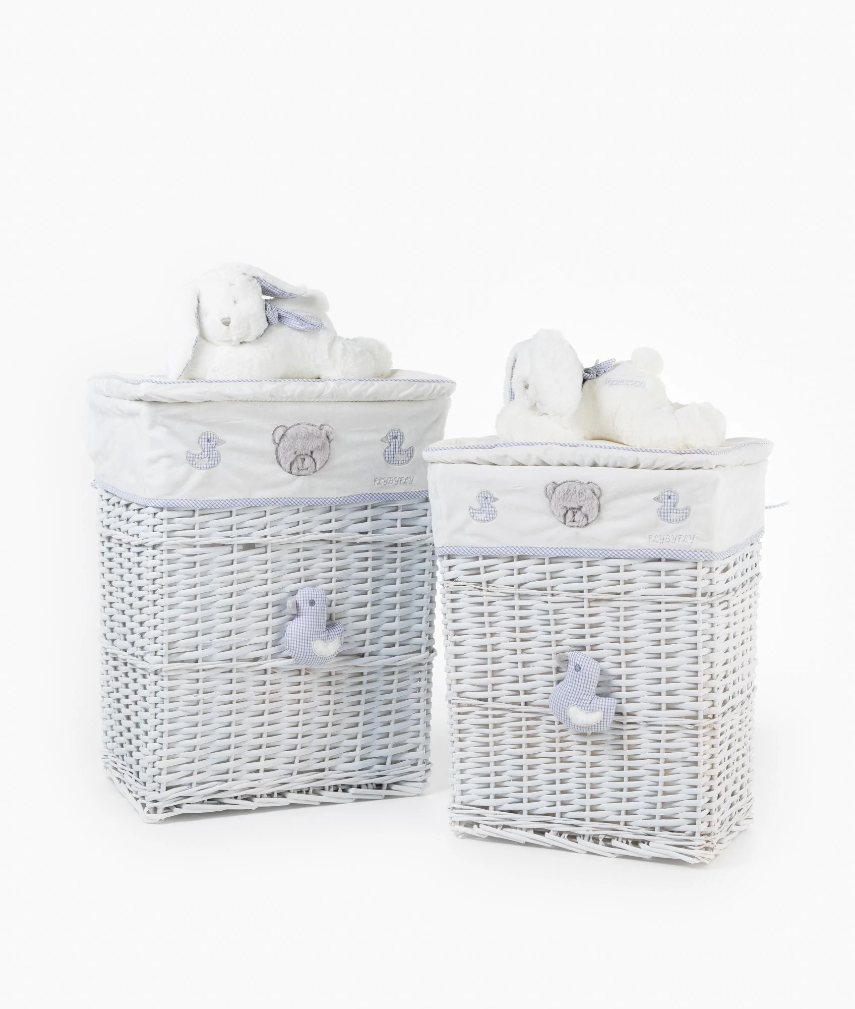 Bunny Square Laundry Basket Set | White & Grey