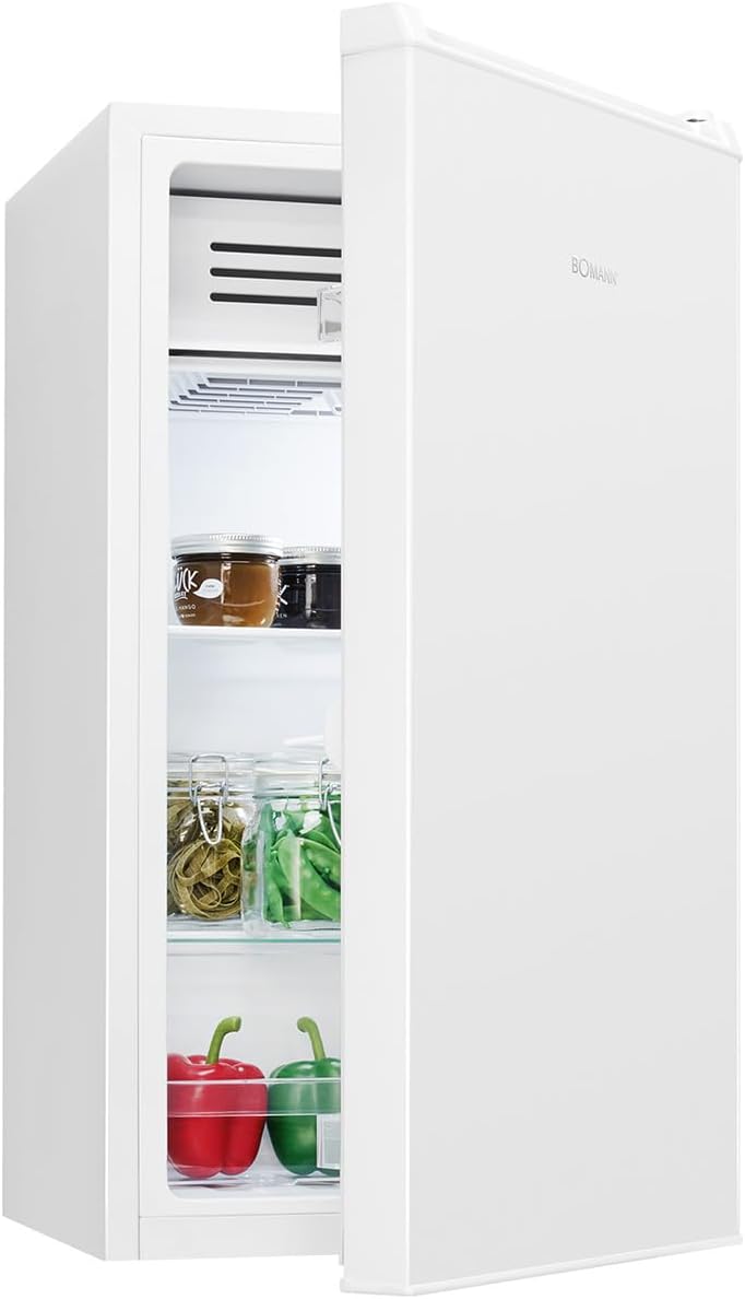 Bomann® Kühlschrank mit Frostfach | 83 Liter | energieeffizient, leise & kompakt | 0°C - 8°C, stufenlos regelbar | 2 Ablagen & Gemüsefach | LED Beleuchtung | Türanschlag wechselbar | KS 7257 weiß