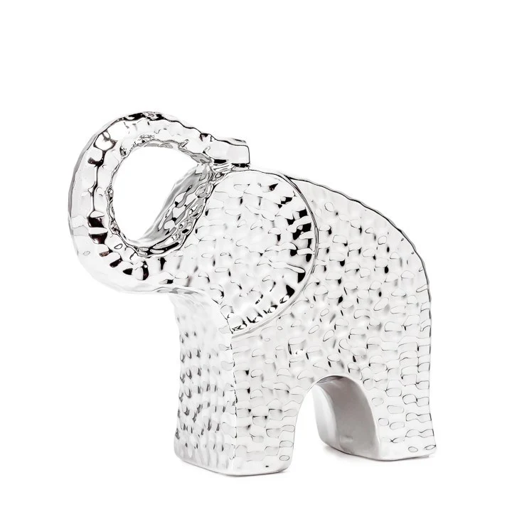 Elephant Ceramic Decor Sculpture, Pair