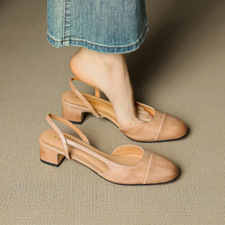 Women��s Black Heels Elegant Slingback Block Pumps