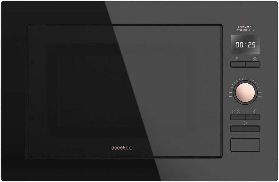 Cecotec GrandHeat 2590 Built-In Black Digital Built-in Microwave, 900 W, Built-in, 25 Liters, Touch, Grill 1000 W, 8 Preset Functions, Timer