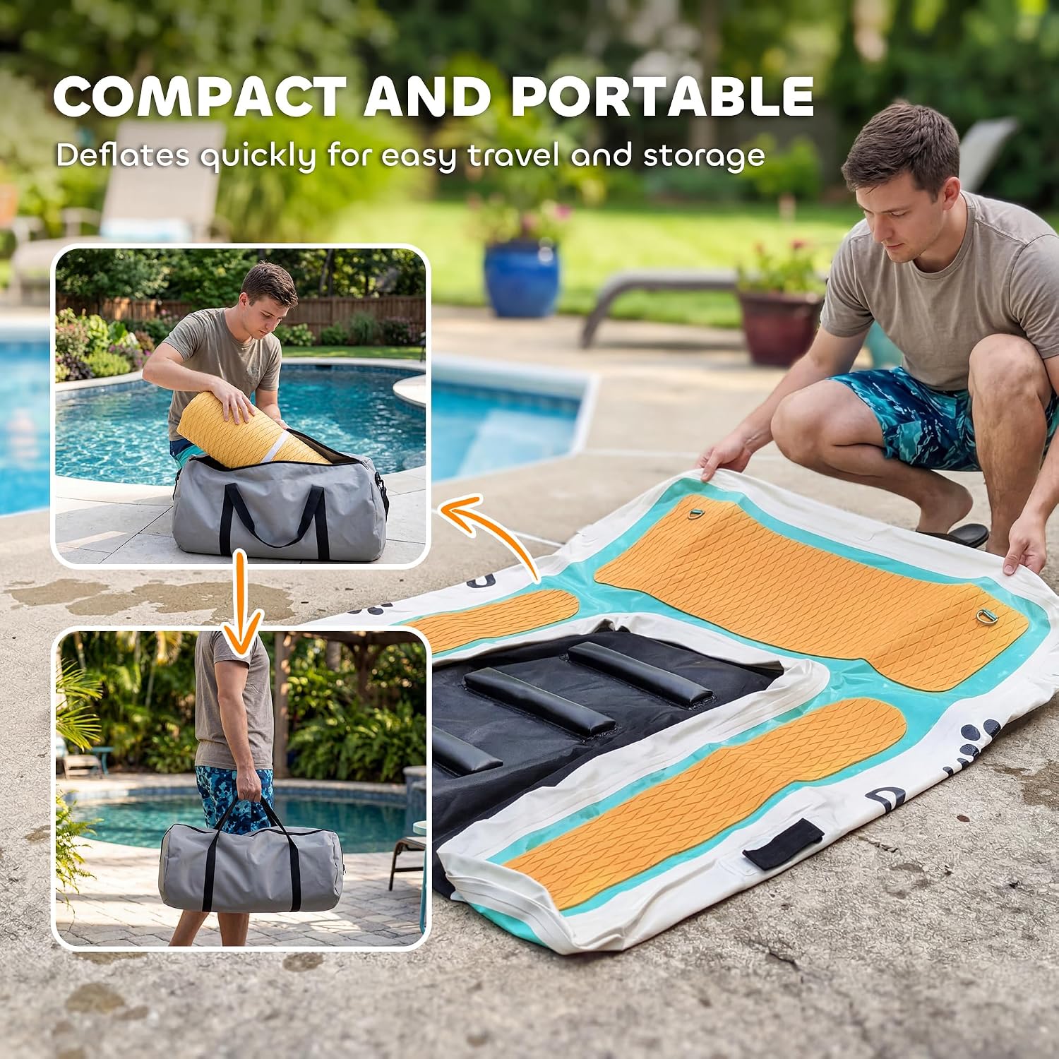 PawHut Aufblasbare Hunde Wasserrampe Hunderampe Pool 151x102 cm Tragbares Hundeboot mit Rutschfester Eva-Oberfläche Schwimmende Dock Leiter für große Hunde bis 100kg Schwimmleiter für Pool Boot Seen