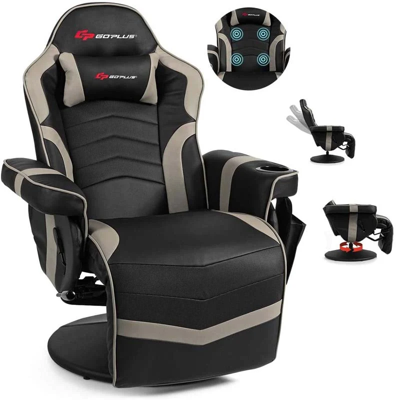 Pu Leather Massage Gaming Chair Ergonomic High Back Racing Style Gaming Recliner With Adjustable Backrest Amp Footrest Cup Holder Side Pouch - Comfortable And Ergonomic Design