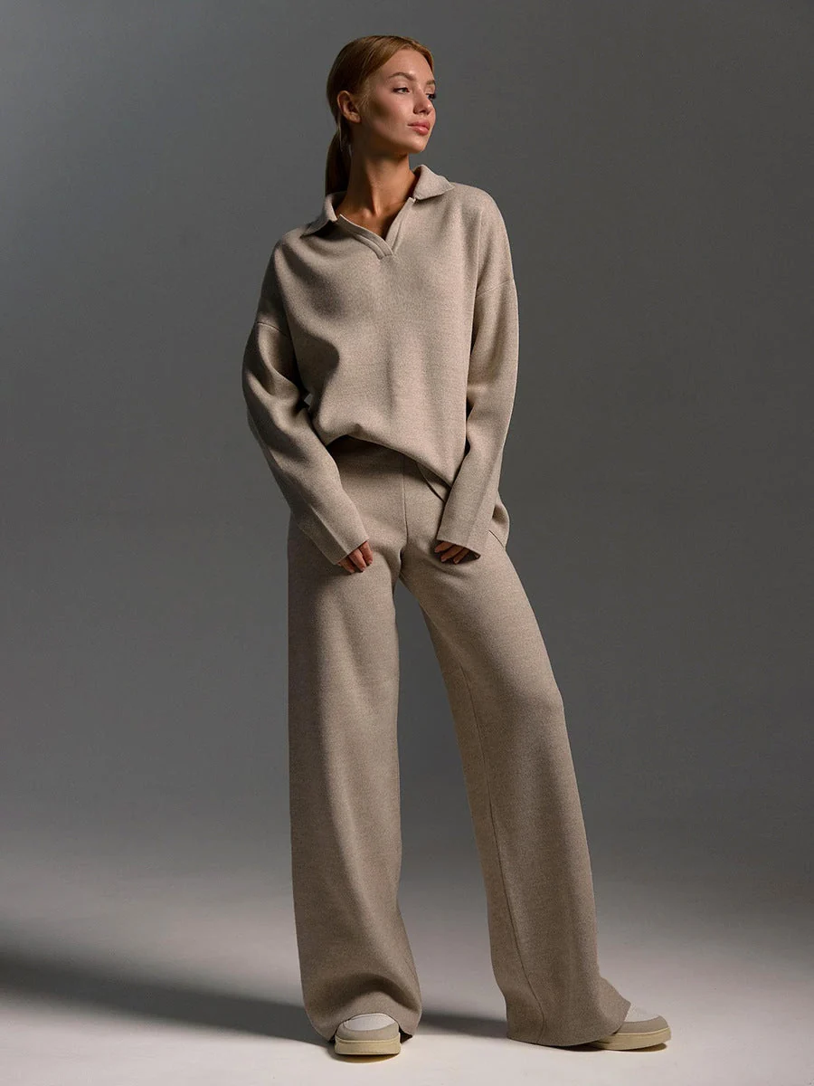 Women��s Relaxed Fit Lounge Set Chic Collared Design