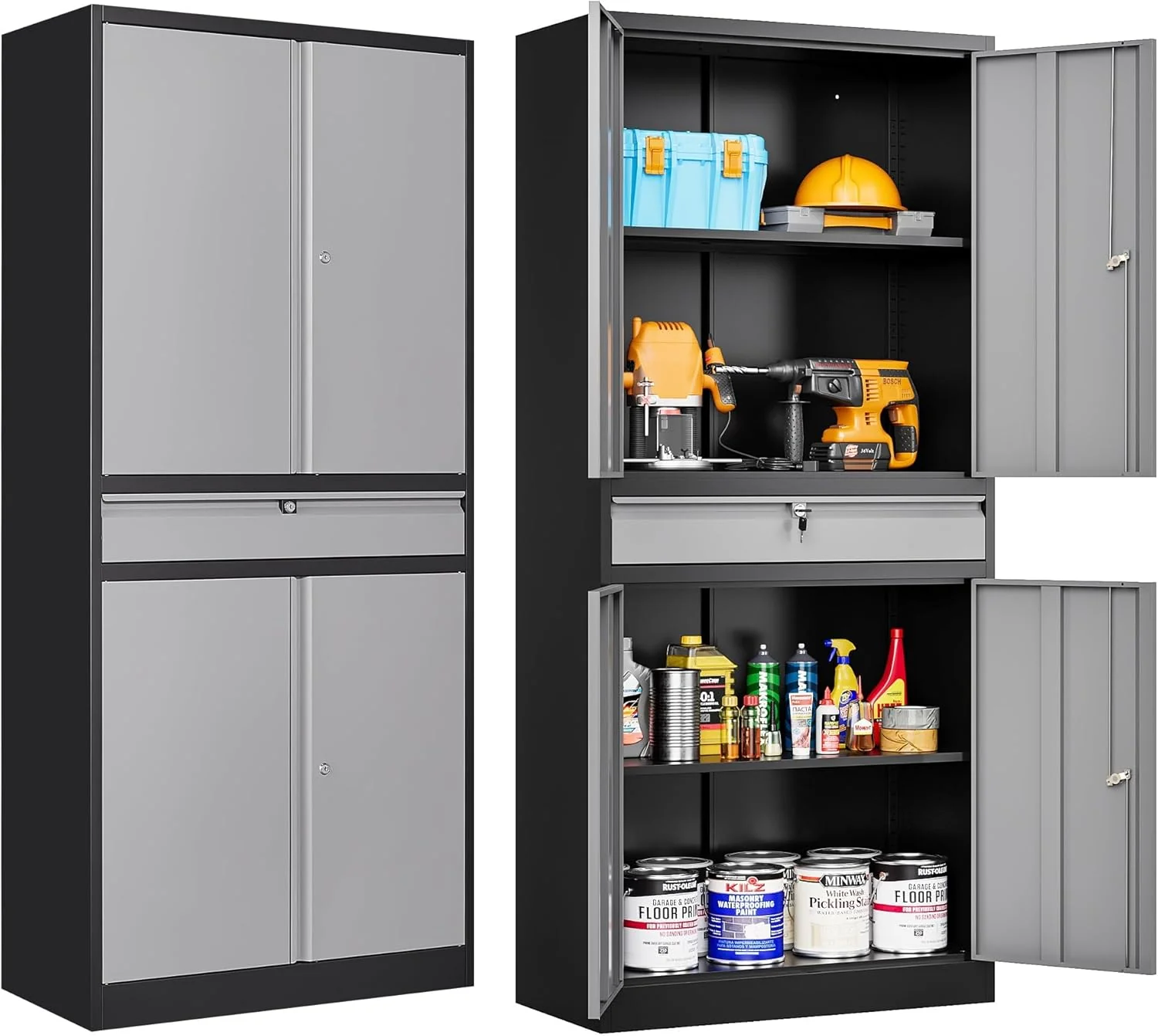 SISESOL Metal Storage Cabinet with Wheels,75 inch Tall Rolling Garage Storage Cabinet