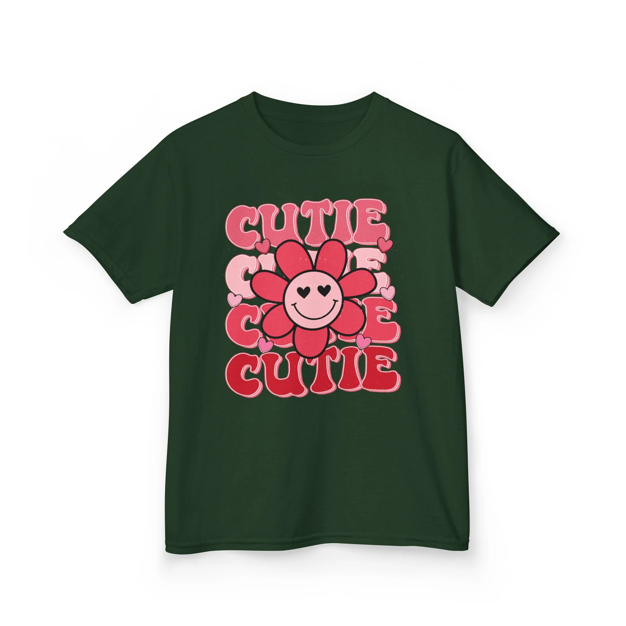 Smiling Flower 'Cutie' Kids T-Shirt | Retro Pink Heart Daisy