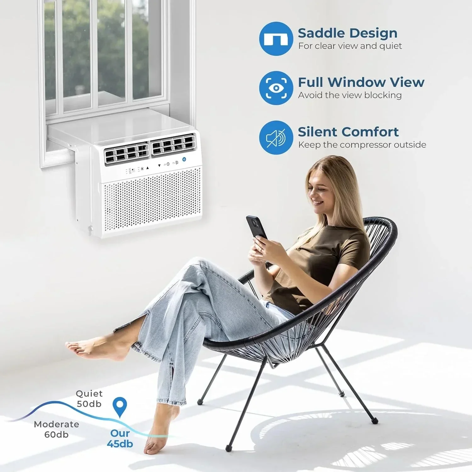 Antarctic Star U-shaped window air conditioner 12000 BTU Ultra-quiet window air conditioner Cools