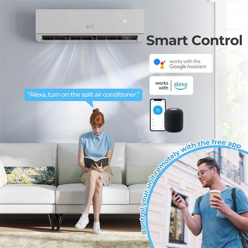 24000 BTU 25 SEER2 WiFi Ductless Mini Split Air Conditioner & Heater, Energy Star Certified 2 Ton 208-230V Inverter Heat Pump for 1500 Sq.Ft Rooms
