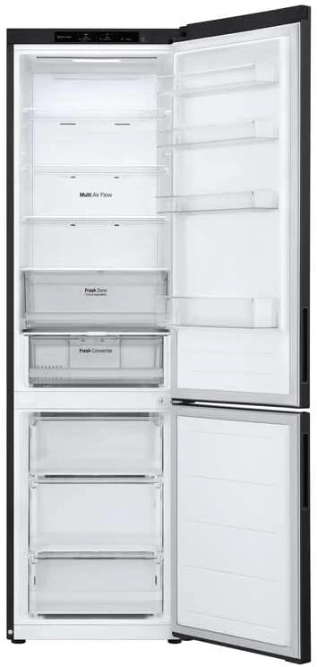 LG GBV22NCCEP Kühl-/Gefrierkombination – Smart Inverter Compressor, Total No Frost, Modern Flat Door Design, Matt Schwarz Metallic, Energieeffizienz A