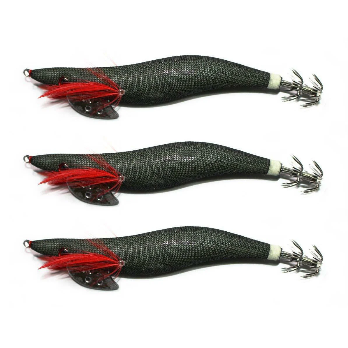 3 X Squid Jigs Size 4.0 Fishing Tackle Colour Black