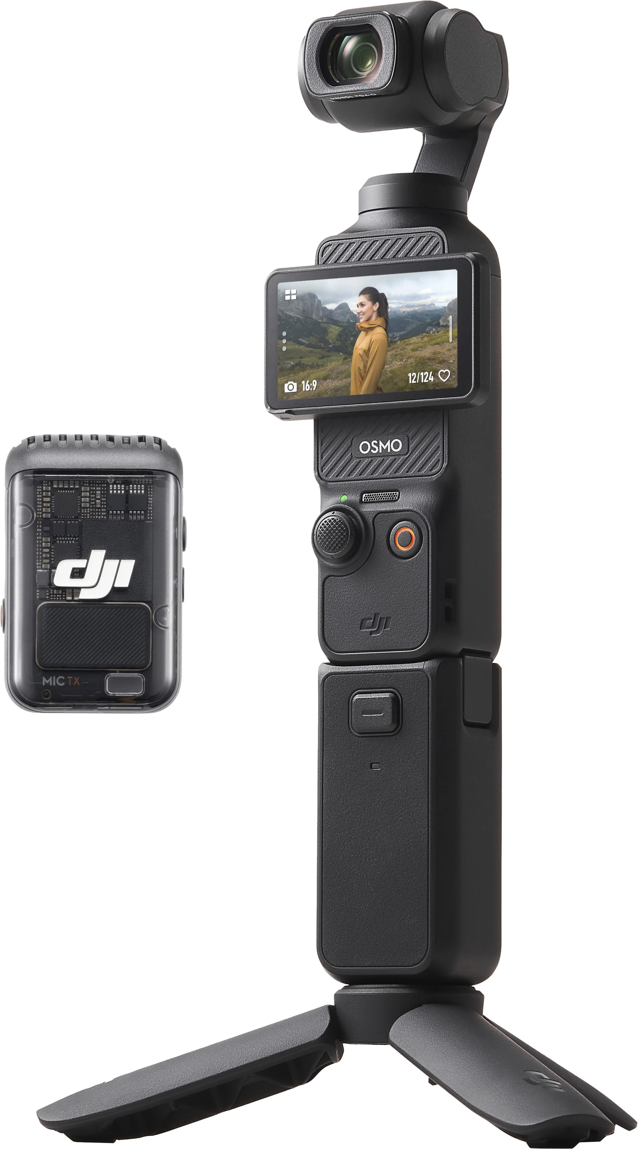 DJI – Osmo Pocket 3 Creator Combo 3 tengelyes stabilizált 4K kézi kamera forgatható érintőképernyővel – szürke