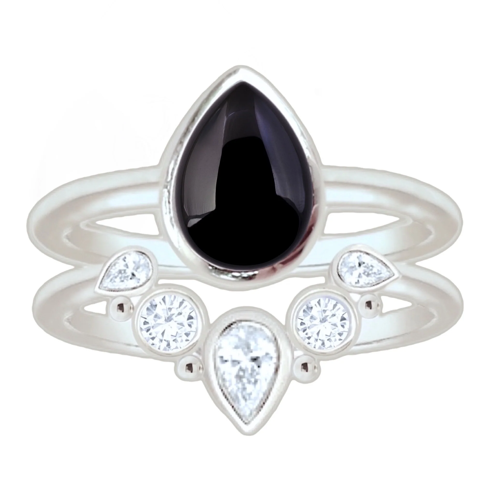Laihas Queen Of Cups Topaz and Onyx Ring Set