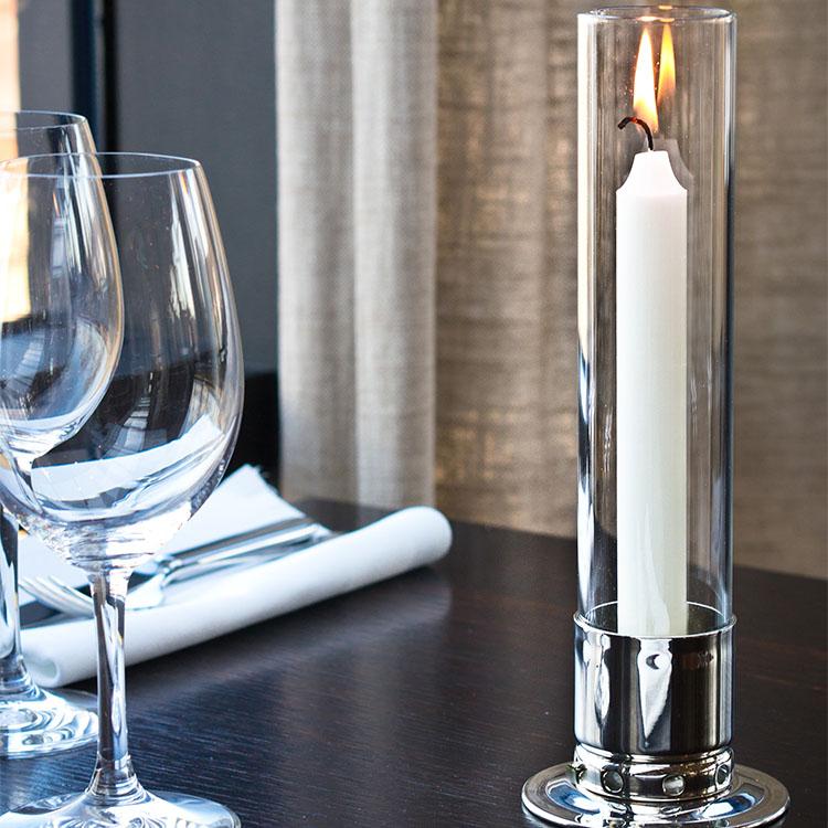Nickel Candle Holder with Storm Glass