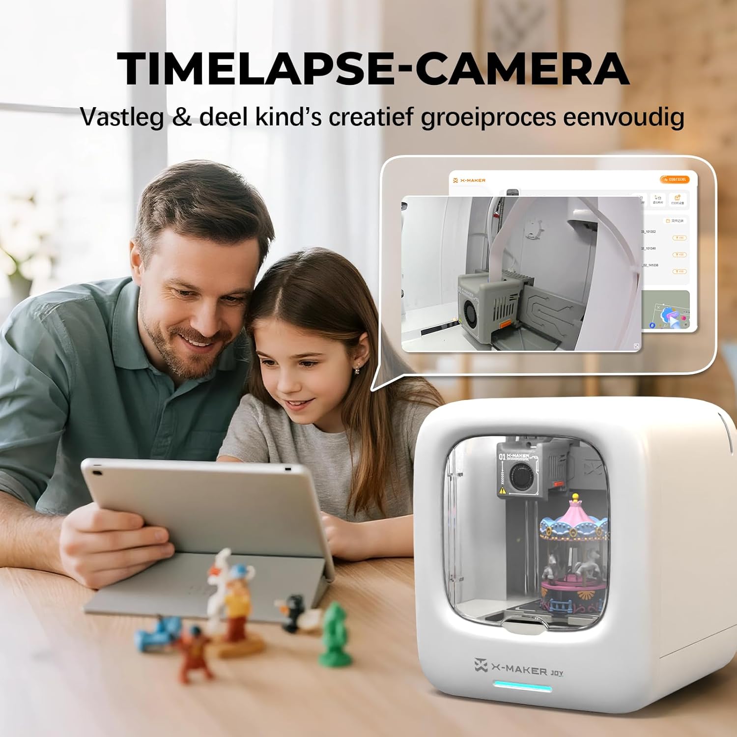 KI-gestützter 3D-Drucker für Kinder, 3D-Drucker mit 8 PLA-Filament-Set, KI Design-App, umfangreiche Sammlung an 3D-Spielzeugvorlagen,mit 16+ Mini-3D-Designmodulen, App-Steuerung