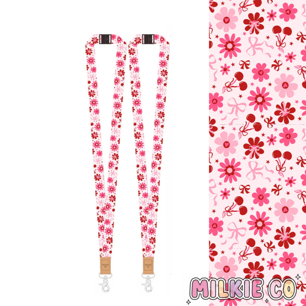 Cherry Bloom Fabric Lanyard