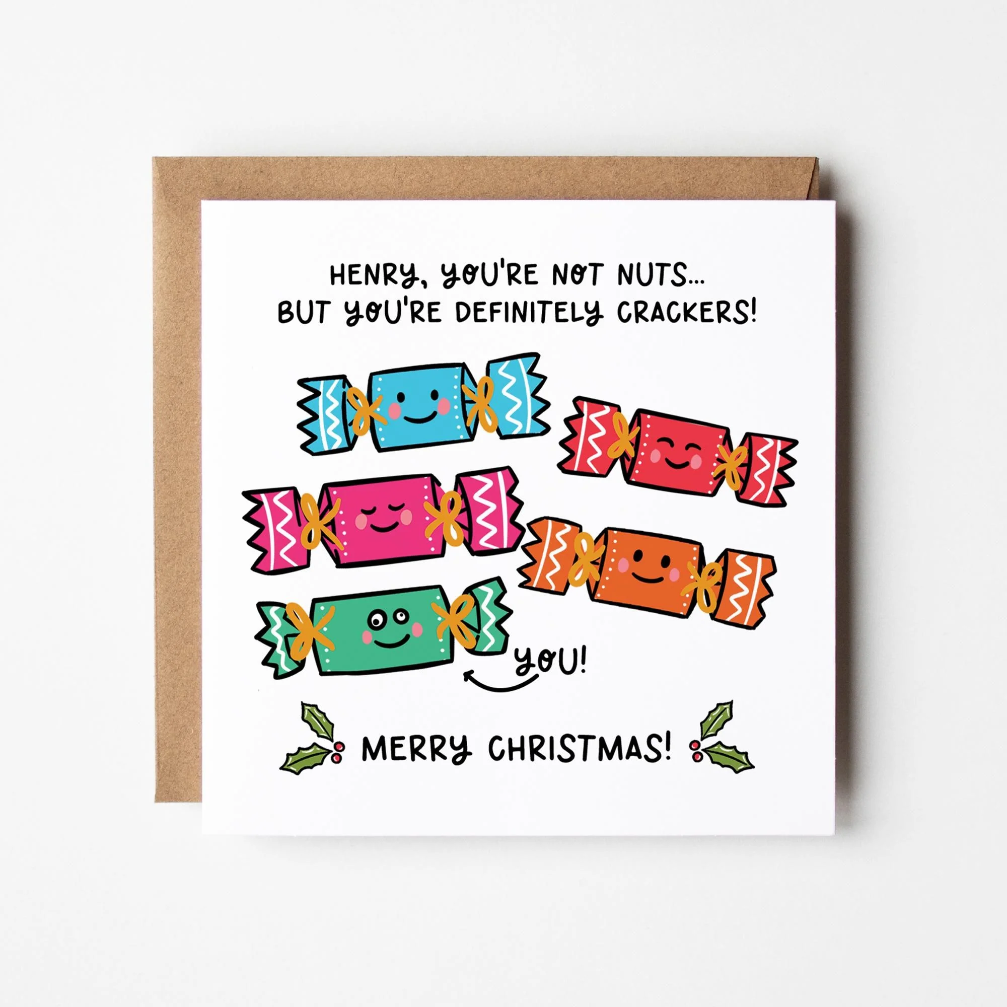 Personalised Christmas Crackers Card ? Christmas Card with Crackers ? Christmas Card for Mum ? Christmas Card for Dad