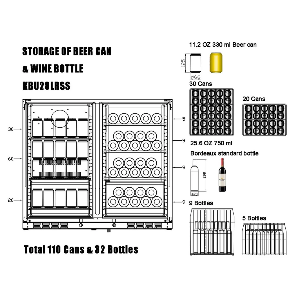 KBU28LRX Storage of Beer Can