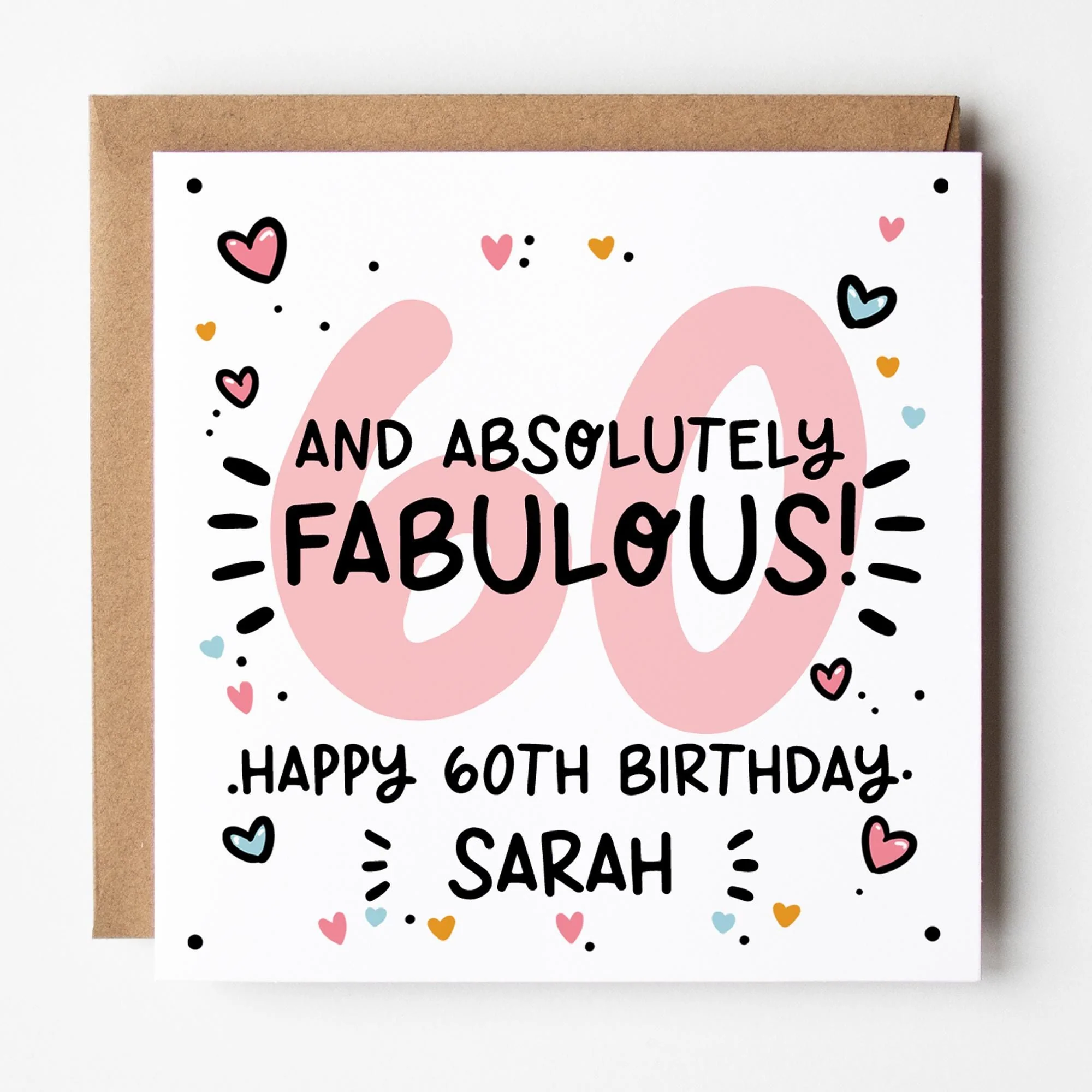 Fabulous 60th Birthday Card for Her a?�� Personalised 60th Birthday Card a?�� Fabulous at 60 Card