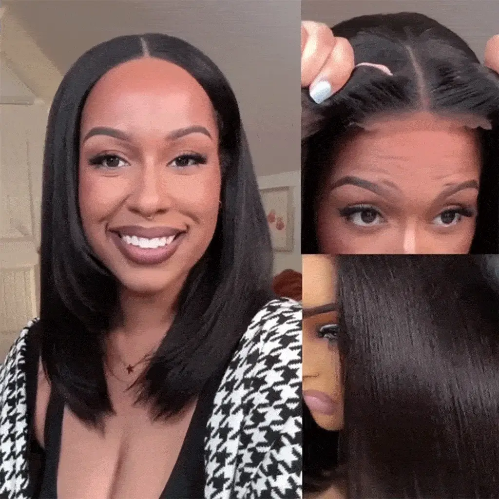 Flash Sale Pull & Go Glueless Wig Yaki Pre Cut HD Lace Front Human Hair Wigs 220% 24 Hours Dispatched