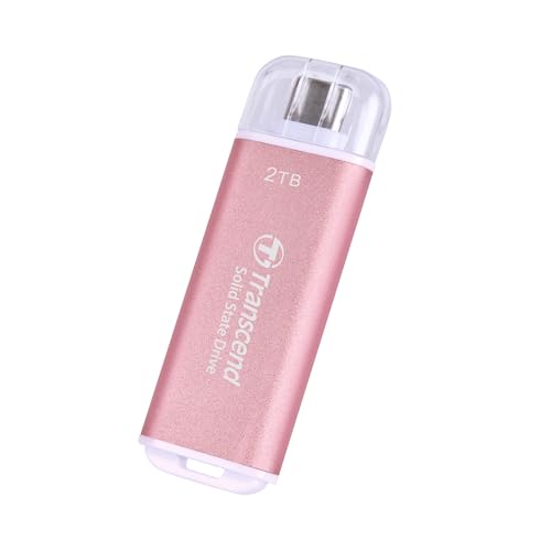 Transcend SSD portatile ESD300P 2TB USB Type C 10Gb/s compatibile PS4/PS5, rosa   TS2TESD300P : Informatica