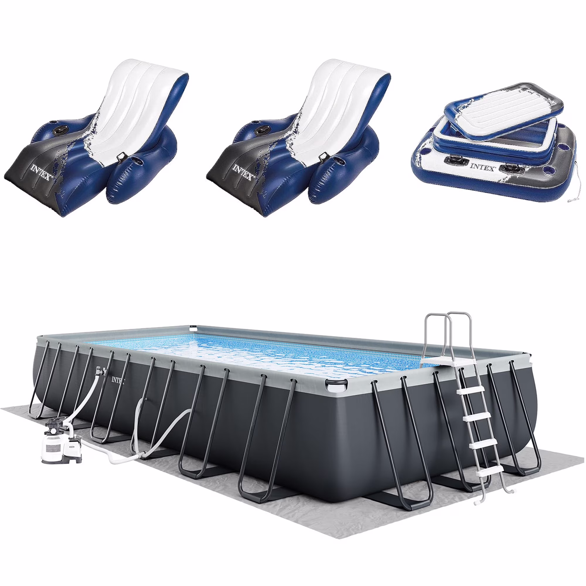INTEX 24ft x 12ft x 52in Ultra XTR Above Ground Pool, Floats (2 Pack), & Inflatable Cooler