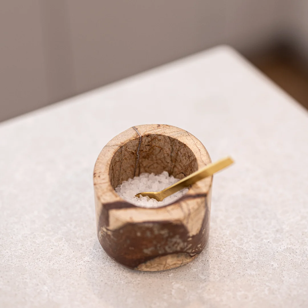 Chocolate Marble Salt Cellar With Spoon