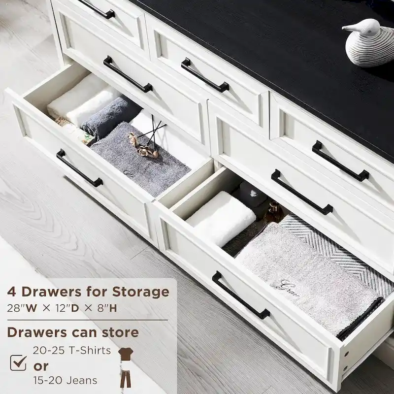 Farmhouse 7 Drawer Dresser for Bedroom, Chest of Drawers, TV Stand
