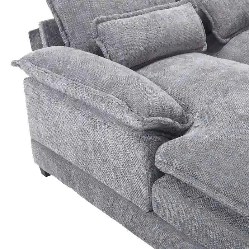 U-Shaped Chenille Sectional Sofa - Reversible Modular Seating