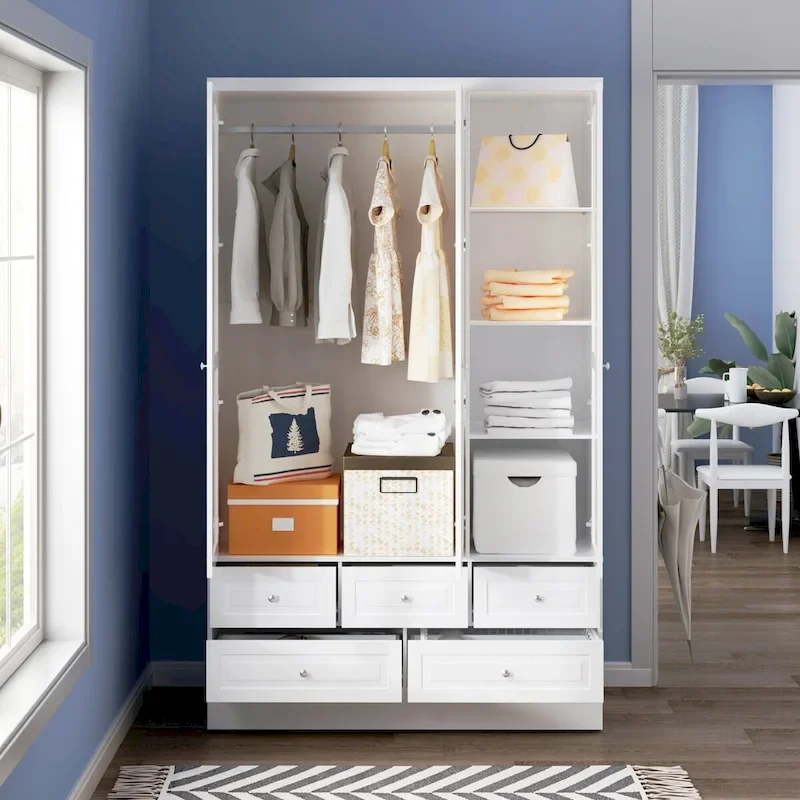 78.7H Combo Twin Wardrobe Set Elegance Meets Utility Armoires Closet