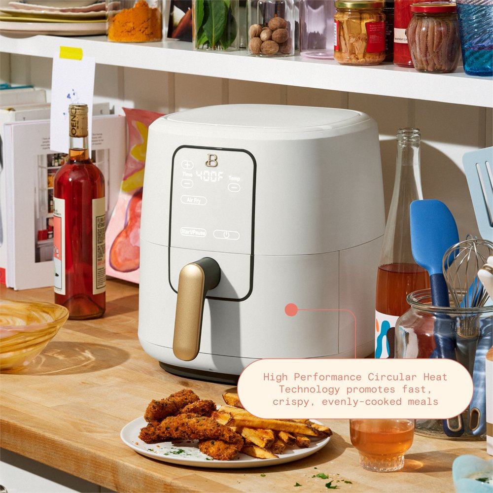 Drew Barrymore Beautiful 6-Quart Air Fryer with TurboCrisp, Touch Display, White